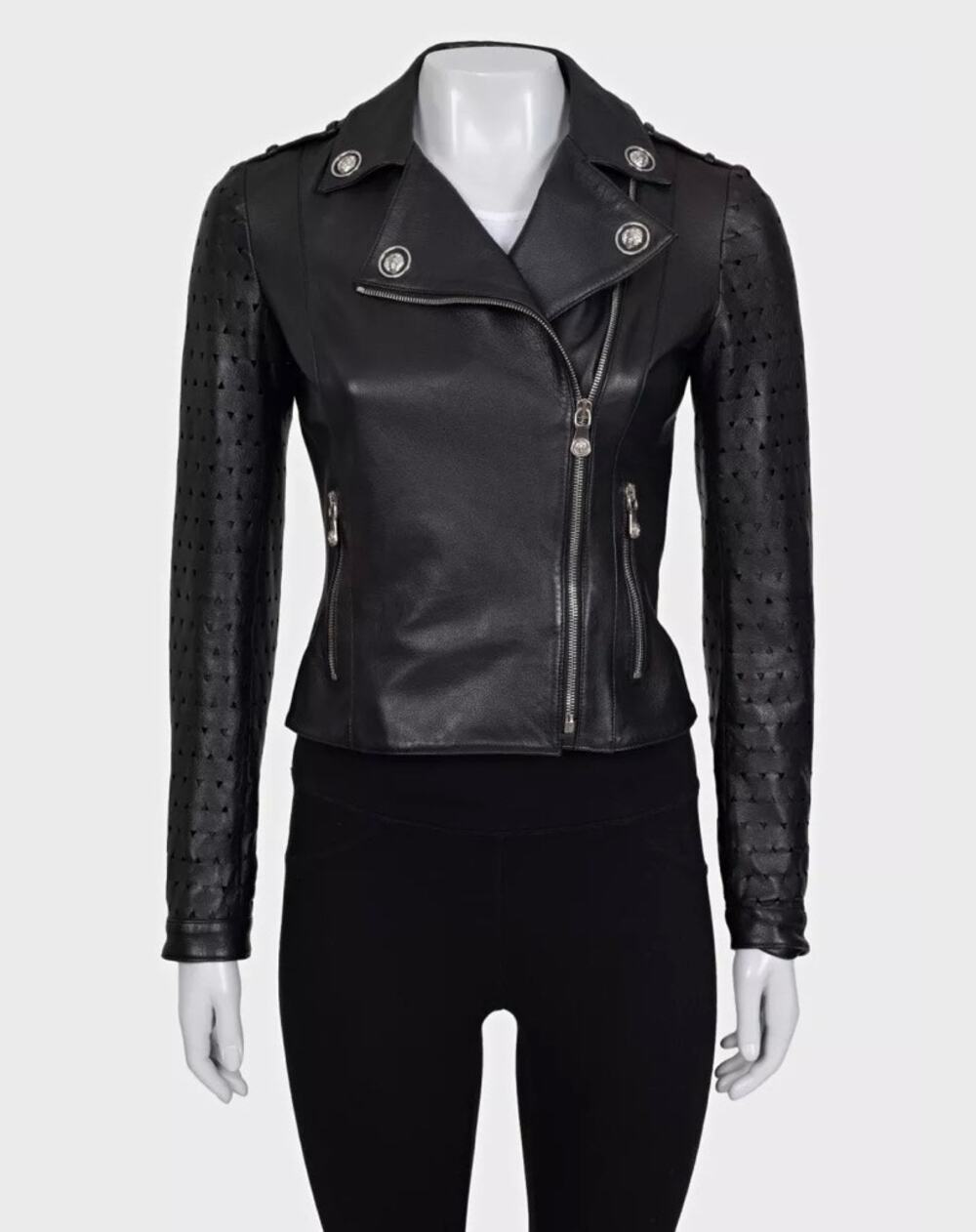 Versus Versace Black Leather Jacket - Size 38/XS